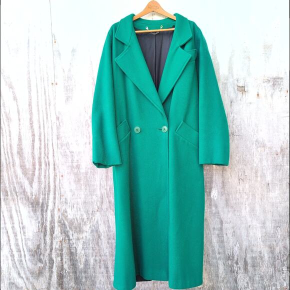 Vintage La Vogue Made In USA 100% Pure Wool Pea Coat Emeral Green Women's Large - Picture 1 of 10